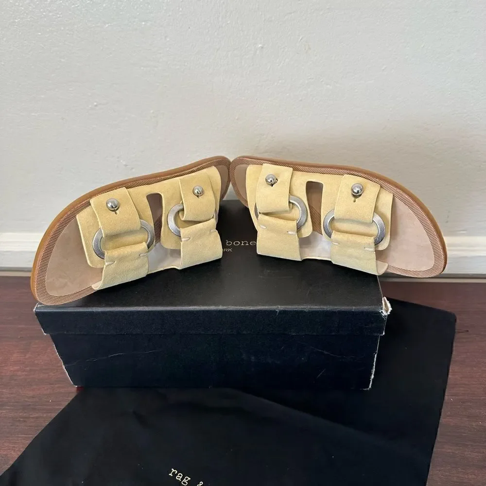Rag&Bone Women’s strappy suede Leather upper/lining slide sandal Size 6 NIB